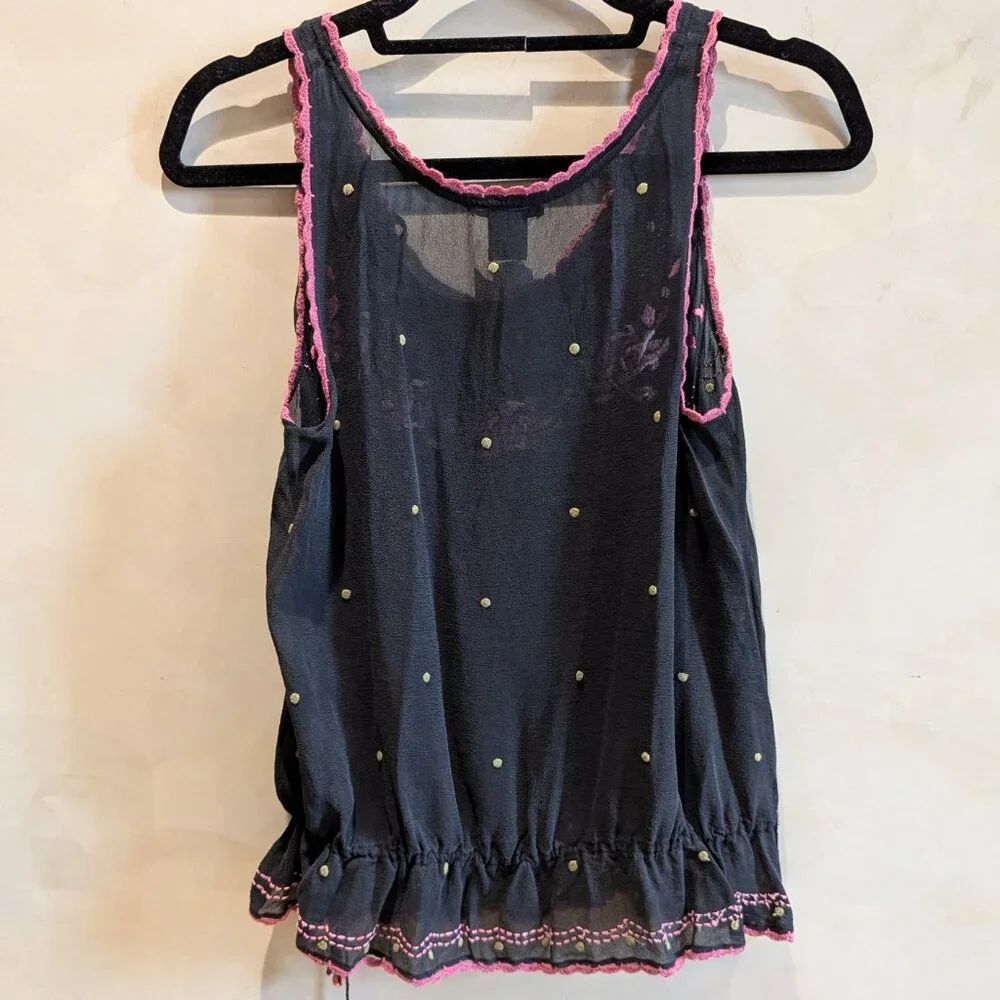 Vivienne Tam black chiffon embroidered pink floral top - small - Picture 6 of 6